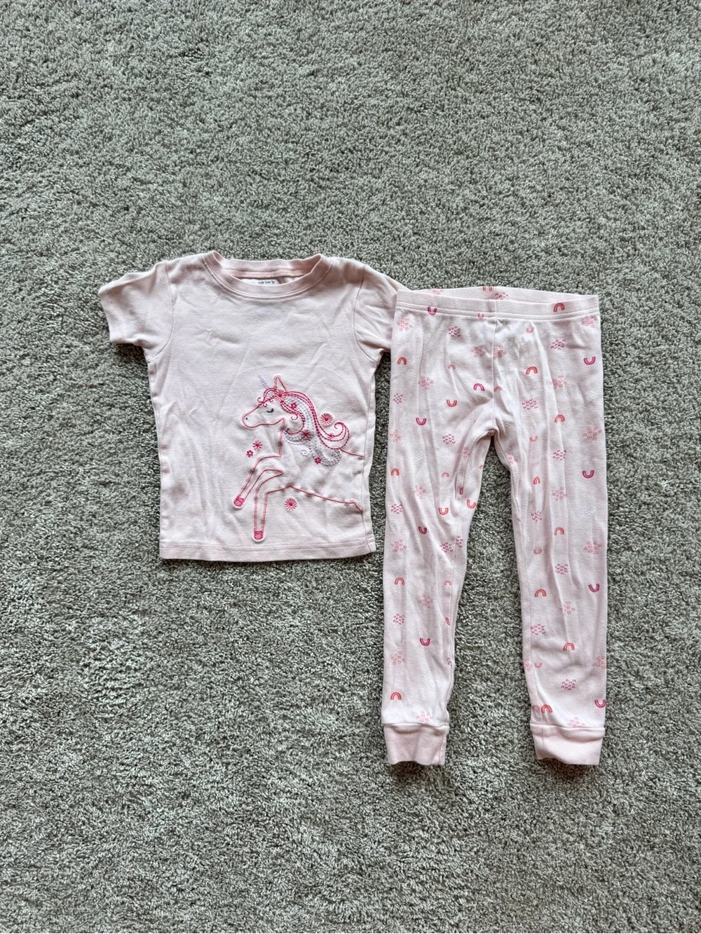Carter’s Girls Unicorn Pajama Set Size 4T Pink 2 Pack Pink Unicorn pajamas